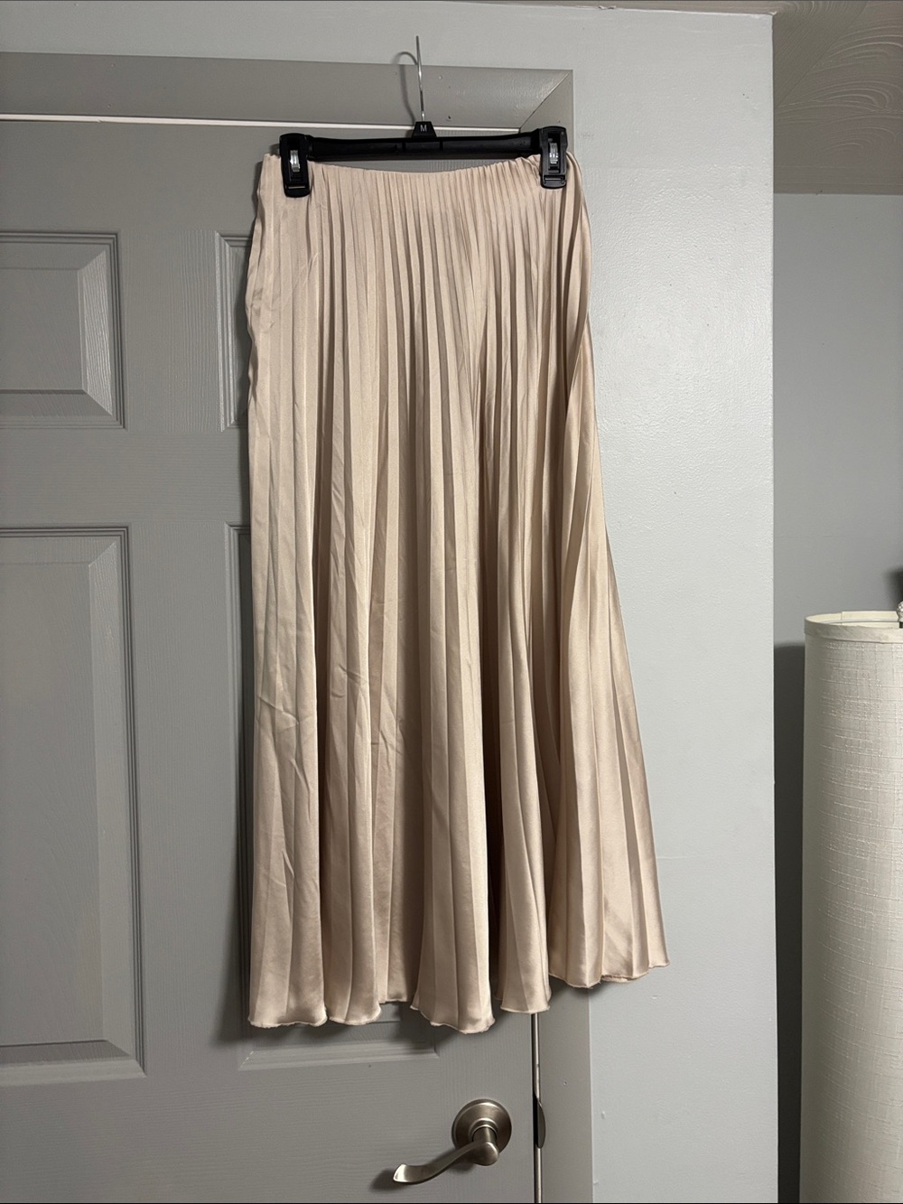 Zara Beige Pleated Midi Skirt